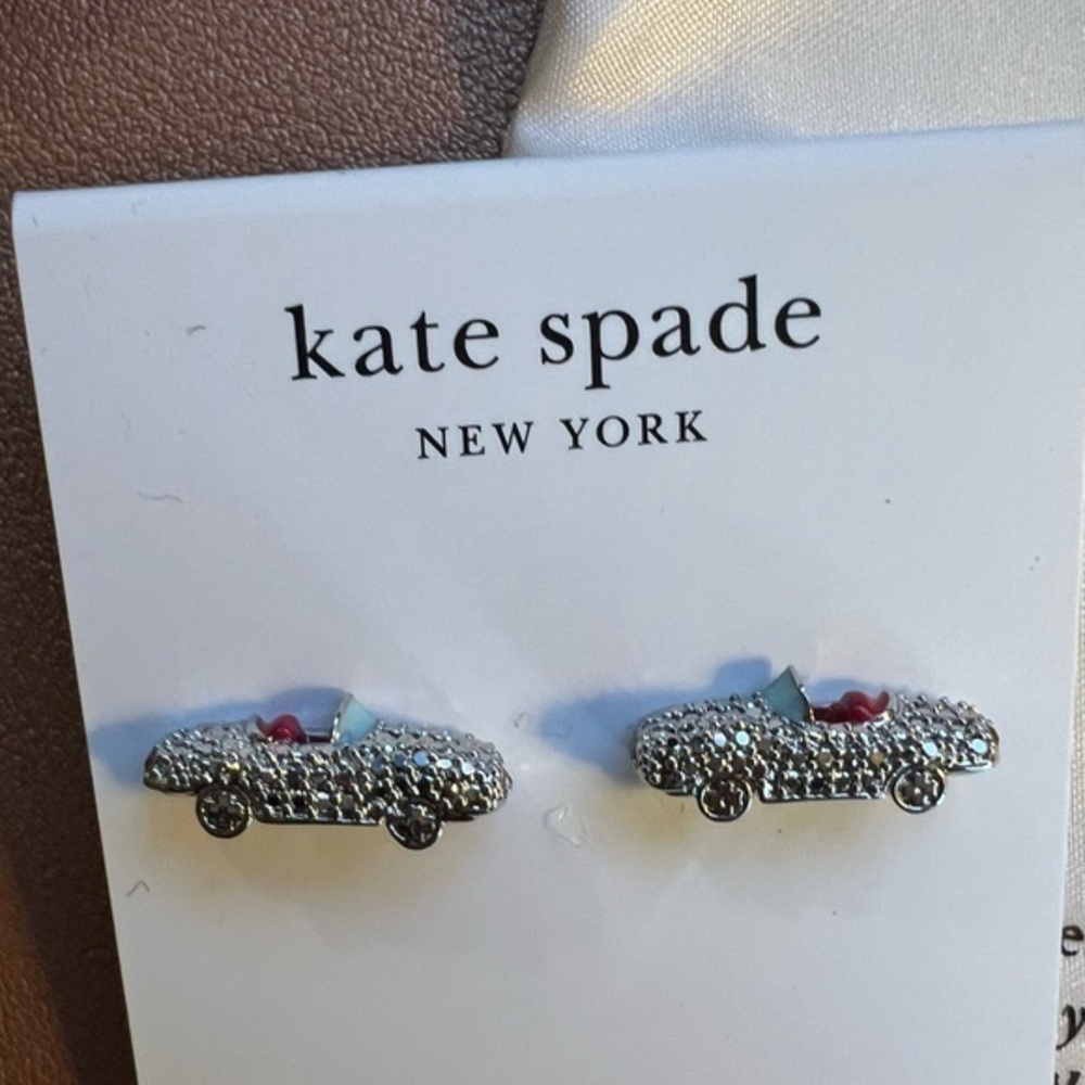 Kate Spade New York Silver Cubic Zirconia Car Stud Statement Earrings::NWT:: - Picture 1 of 7